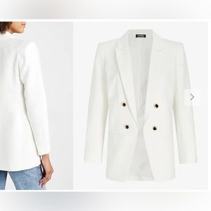Like new Express White Boucle Double Breasted Novelty Button blazer jacket